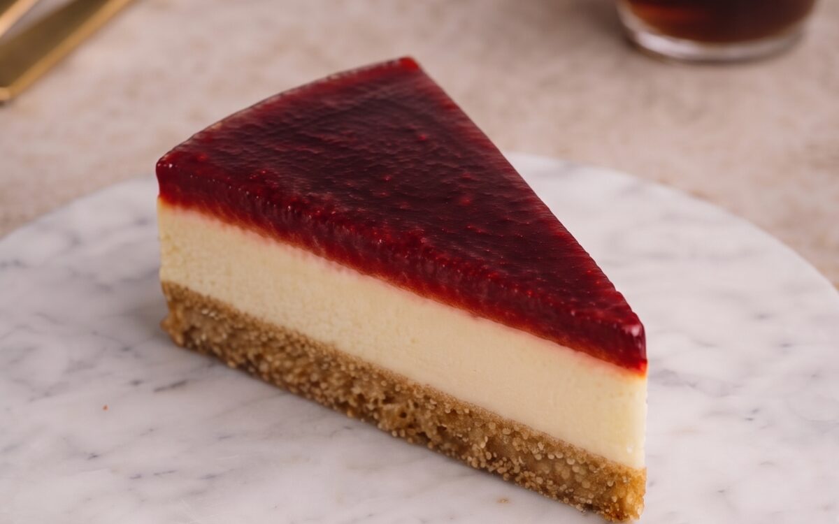 Taze meyve sosuyla hazırlanmış cheesecake
